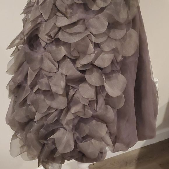 Vera Wang White grey mesh floral strapless evening dress, 8 - Picture 3 of 6